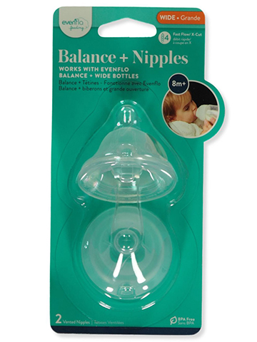 Evenflo Baby 2-Pack Wide Fast-Flow Bottle Nipples - CookiesKids.com
