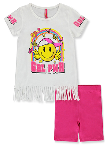 Cute 4 U Girls' 2-Piece Smile Bike Shorts Set Outfit - CookiesKids.com