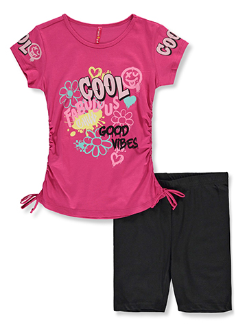 Cute 4 U Girls' 2-Piece Cool Bike Shorts Set Outfit - CookiesKids.com