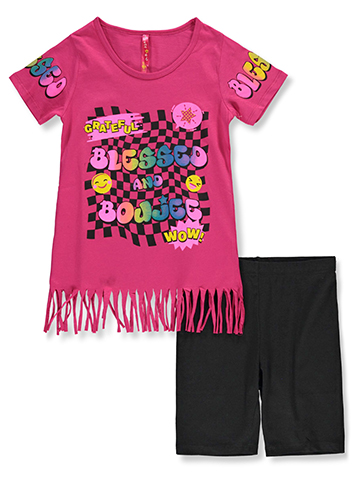 Cute 4 U Girls' 2-Piece Checker Bike Shorts Set Outfit - CookiesKids.com