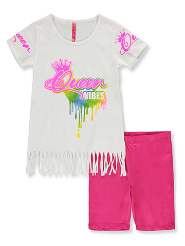 Cute 4 U Girls' 2-Piece Queen Bike Shorts Set Outfit - CookiesKids.com