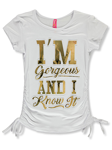 Cute 4 U Girls' I'm Gorgeous Knotted T-Shirt - CookiesKids.com