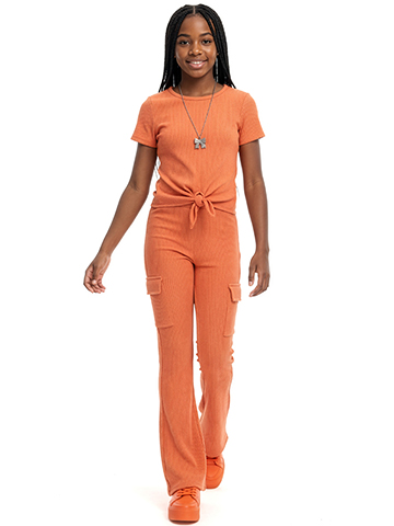 Cute 4 U Girls' 3-Piece Necklace Cargo Pants Set Outfit - CookiesKids.com