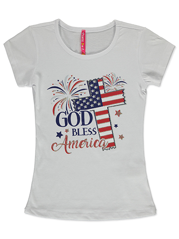 Cute 4 U Girls' God Bless America T-Shirt - CookiesKids.com