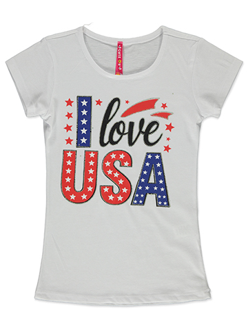 Cute 4 U Girls' USA T-Shirt - CookiesKids.com