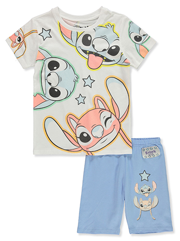 Disney Lilo & Stitch Girls' 2-Piece Bike Shorts Set Outfit - CookiesKids.com
