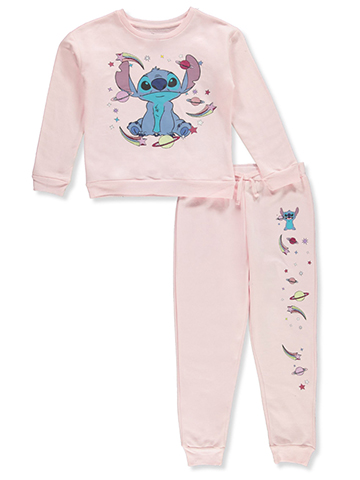Disney Lilo & Stitch Girls' 2-Piece Fleece Joggers Set Outfit - CookiesKids.com