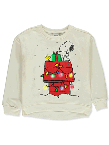 Peanuts Girls' Light-Up Snoopy Ugly Christmas Sweatshirt - CookiesKids.com