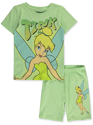 Disney Girls' 2-Piece Tinkerbell Shorts Set Outfit - CookiesKids.com