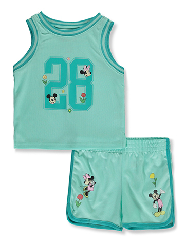 Disney Minnie Mouse Girls' 2-Piece Basketball Shorts Set Outfit - CookiesKids.com