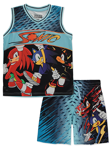 Sonic The Hedgehog Boys' 2-Piece Basketball Shorts Set Outfit - CookiesKids.com