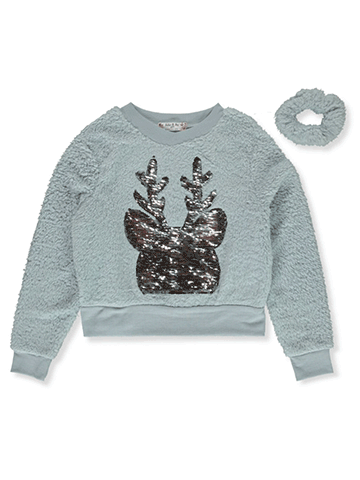 Jolie & Joy Girls'  2-Piece Flip-Sequin Reindeer Sweatshirt - CookiesKids.com