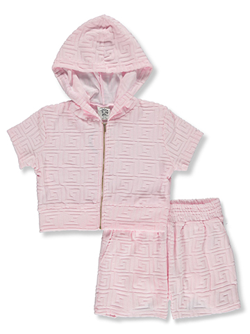 Jolie & Joy Girls' 2-Piece Embossed Meander Shorts Set Outfit - CookiesKids.com