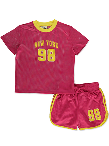 Jolie & Joy Boys' Girls' 2-Piece Football Jersey Shorts Set Outfit - CookiesKids.com