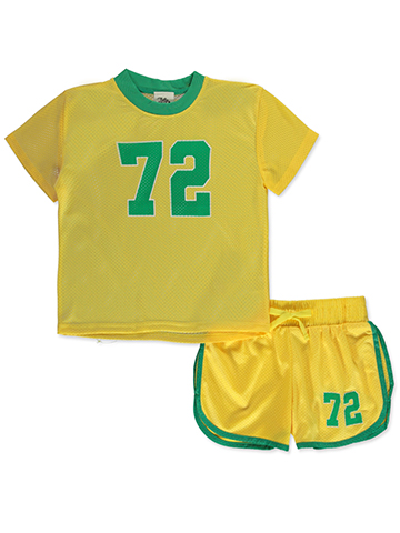 Jolie & Joy Boys' Girls' 2-Piece Football Jersey Shorts Set Outfit - CookiesKids.com