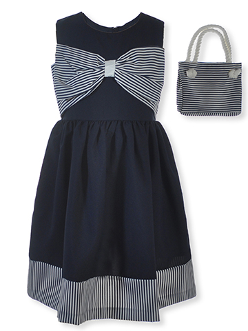 Bonnie Jean Girls' 2-Piece Nautical Dress With Handbag Set - CookiesKids.com