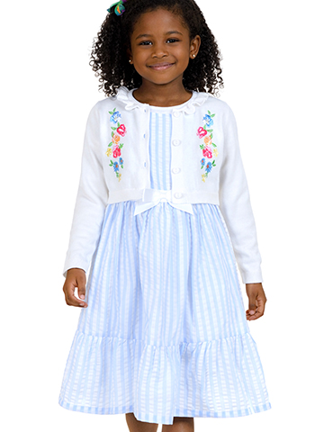 Bonnie Jean Girls' 2-Piece Flower Dress Cardigan Set Outfit - CookiesKids.com