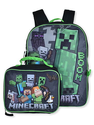 Minecraft Boys' Survival Mode Backpack and Lunch Box Set - CookiesKids.com