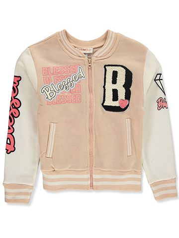 Girls Pink Girls' Fleece Varsity Jacket - CookiesKids.com