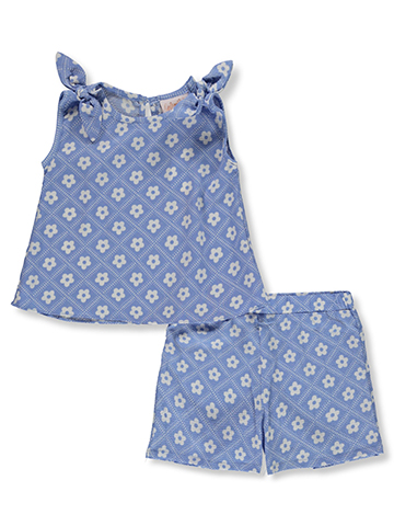 Girls Pink Girls' 2-Piece Daisy Shorts Set Outfit - CookiesKids.com