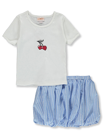 Girls Pink Girls' 2-Piece Cherry Shorts Set Outfit - CookiesKids.com