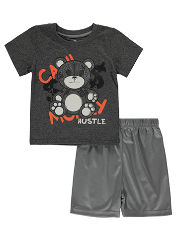 S1ope Boys' 2-Piece Rhinestone Bear Shorts Set Outfit - CookiesKids.com