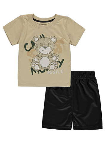 S1ope Boys' 2-Piece Rhinestone Bear Shorts Set Outfit - CookiesKids.com