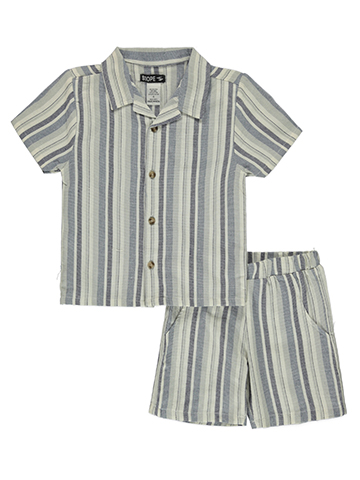 S1ope Boys' 2-Piece Linen Cabana Shorts Set Outfit - CookiesKids.com