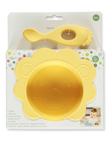 Little Me Baby Boys' 2-Piece Spoon Bowl Silicone Lion Feeding Set - CookiesKids.com