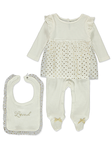 Baby Starters Baby Girls' 2-Piece Footed Coveralls Bib Set - CookiesKids.com