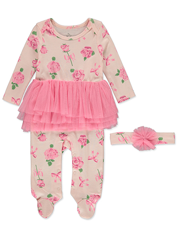 Baby Starters Baby Girls' 2-Piece Footed Coveralls Headband Set - CookiesKids.com