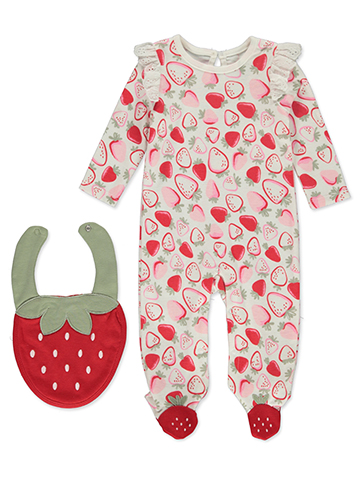 Baby Starters Baby Girls' 2-Piece Strawberry Footed Coveralls Set - CookiesKids.com