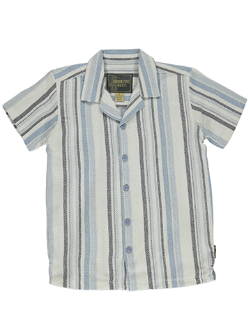 Brooklyn's Best Boys' Striped Woven Button-Up Shirt - CookiesKids.com