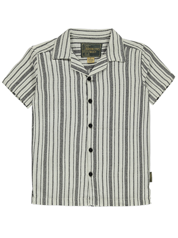 Brooklyn's Best Boys' Striped Woven Button-Up Shirt - CookiesKids.com