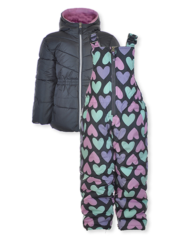 Pink Platinum Girls' 2-Piece Hearts Snowsuit Jacket Set Outfit - CookiesKids.com