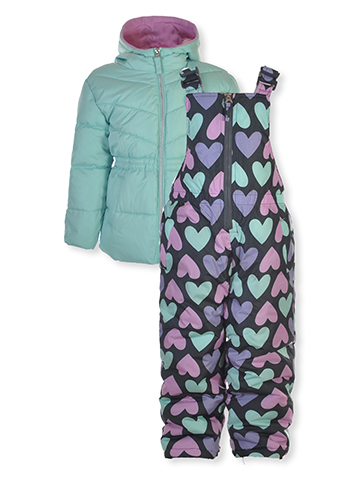 Pink Platinum Girls' 2-Piece Hearts Snowsuit Jacket Set Outfit - CookiesKids.com
