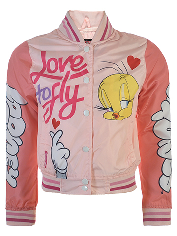 Members Only Looney Tunes Girls' Tweety Varsity Windbreaker Jacket - CookiesKids.com