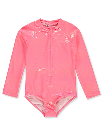 Kensie Girl Girls' Long-Sleeved Half-Zip Mermaid Rashguard - CookiesKids.com