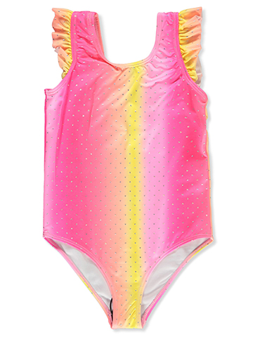 Pink Platinum Girls' Ombre Gem Swimsuit - CookiesKids.com