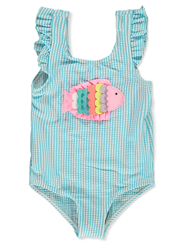 Boden Girls' Wavy Fish Swimsuit - CookiesKids.com