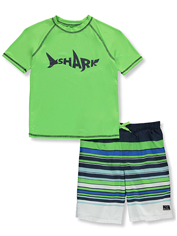 Big Chill Boys' 2-Piece Shark Rashguard Swim Set - CookiesKids.com