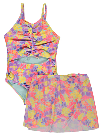 Kensie Girl Girls' 2-Piece Tropical Swimsuit Pants Set - CookiesKids.com