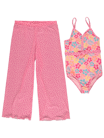 Kensie Girl Girls' 2-Piece Tropical Swimsuit Pants Set - CookiesKids.com
