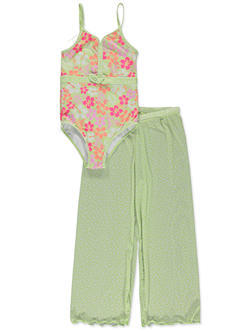 Kensie Girl Girls' 2-Piece Tropical Swimsuit Pants Set - CookiesKids.com
