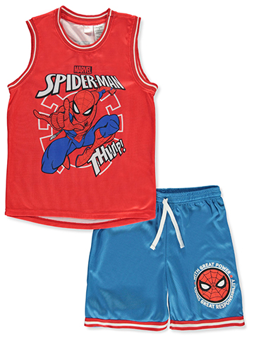 Marvel Spider-Man Boys' 2-Piece Basketball Shorts Set Outfit - CookiesKids.com