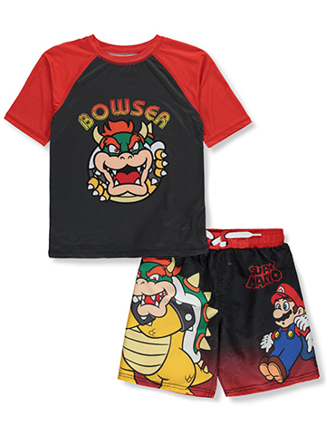 Super Mario Bros. Boys' 2-Piece Rashguard Swimsuit Swimset - CookiesKids.com