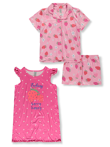 Rene Rofe Girls' 3-Piece Nightgown Pajamas Set - CookiesKids.com