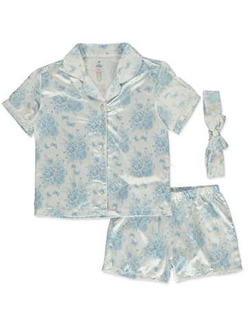 Tutu Couture Blue Floral Short Pajama Set - CookiesKids.com