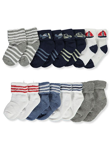 Bon Dormir Baby Boys' 8-Pack Folded Cuff Bootie Socks - CookiesKids.com