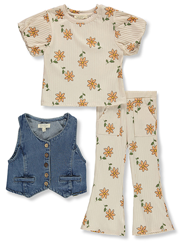 Jessica Simpson Girls' 3-Piece Denim Vest Set Outfit - CookiesKids.com